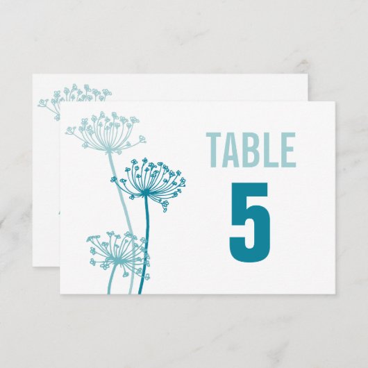 Invitation Chiffres de la table de mariage de fleurs graphiqu (Devant / Derrière)