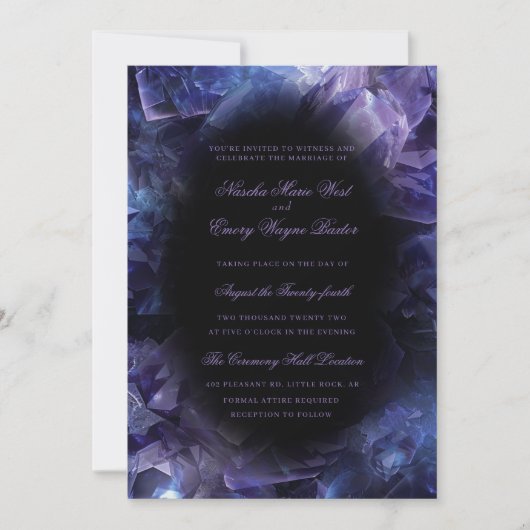 Invitation Chiffres de sorcière Boho pourpre foncé Mariage no (Devant)