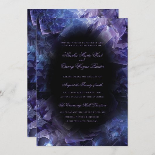 Invitation Chiffres de sorcière Boho pourpre foncé Mariage no (Devant / Derrière)