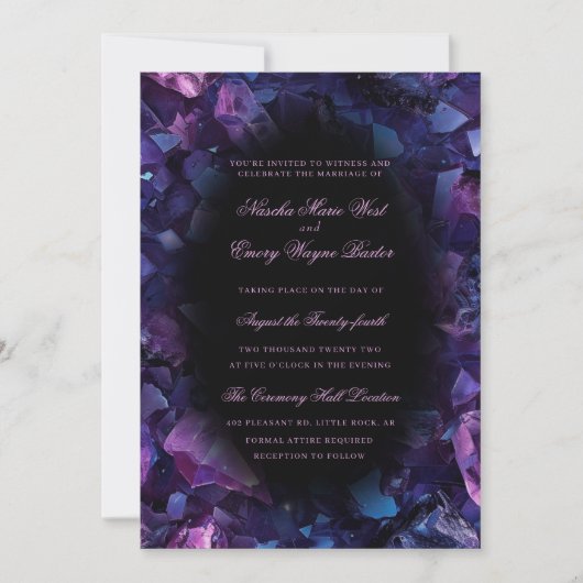 Invitation Chiffres de sorcière Boho pourpre foncé Mariage no (Devant)