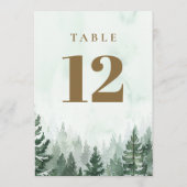Invitation Chiffres de table de la forêt de pins rustiques (Dos)