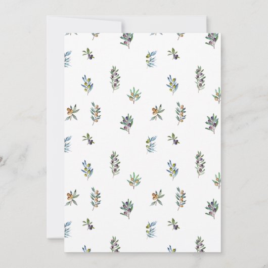 Invitation Chiffres de table des mariages des branches d'oliv (Dos)