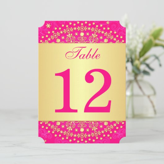 Invitation Chiffres de Table Étoiles et Volutes en Or Rose In (Debout devant)