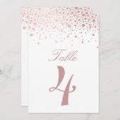 Invitation Chiffres de table Faux Rose Gold Foil Confetti (Devant / Derrière)