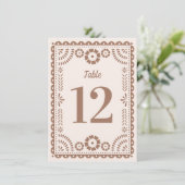 Invitation Chiffres de table Mariage Picado Papel Neutre Chic (Debout devant)