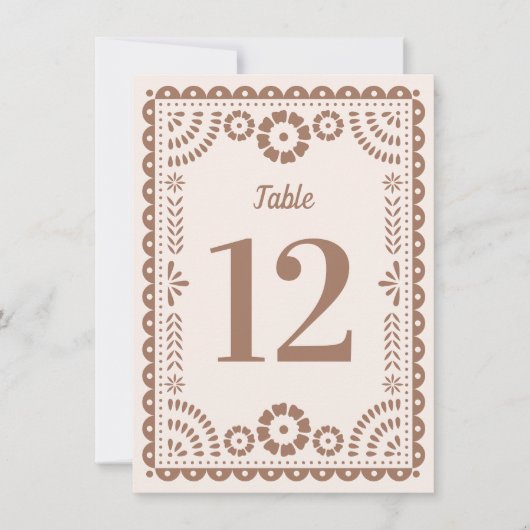 Invitation Chiffres de table Mariage Picado Papel Neutre Chic (Devant)