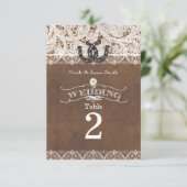 Invitation Chiffres de table Rustic Horseshoes & Lace Country (Debout devant)