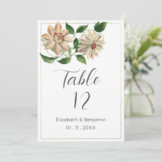 Invitation Chiffres de tableau blanc rouge vert floral (Debout devant)