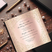 Invitation Chiffres d'or rose Points Confetti Champaigne Or