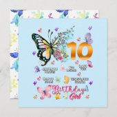 Invitation Chiffres doubles papillons 10 ans papillons I (Devant / Derrière)