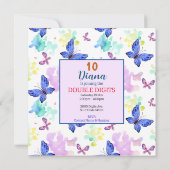 Invitation Chiffres doubles papillons 10 ans papillons I (Dos)