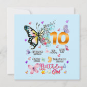 Invitation Chiffres doubles papillons 10 ans papillons I (Devant)