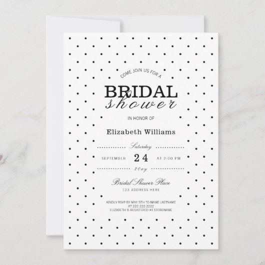 Invitation Chiffres pointus noir blanc Fête des mariées Invit (Devant)