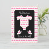 Invitation Chiffres roses Vêtements pour bébés et douches pou (Debout devant)