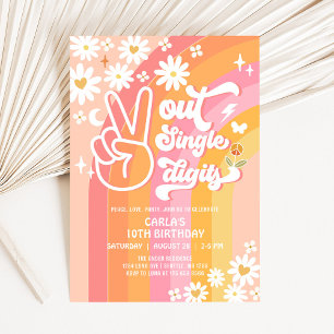 Invitation Chiffres simples Peace Out 10e anniversaire Super
