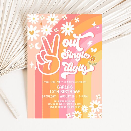 Invitation Chiffres simples Peace Out 10e anniversaire Super