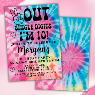 Invitation Chiffres uniques Peace Out 10e fête d'anniversaire