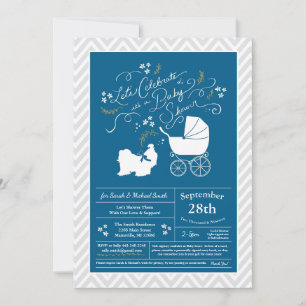 Invitation Chih Tzu Baby shower Chien Bleu Garçon