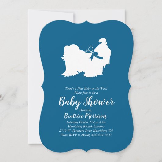 Invitation Chih Tzu Baby shower Chien Bleu Garçon (Devant)