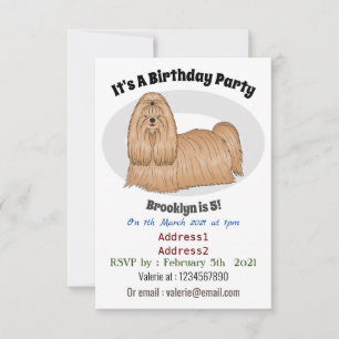 Invitation Chih tzu long cheveux dessin de chien