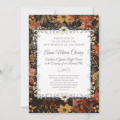 Invitation Chihuahua avec des fleurs en style William Morris (Dos)