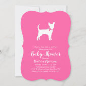 Invitation Chihuahua Chien Baby shower fille rose (Devant)