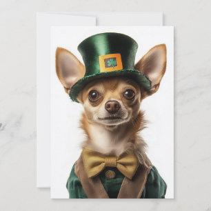 Invitation Chihuahua habillé Leprechaun Saint Patrick