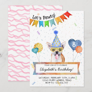 Invitation Chihuahua organise une fête d'anniversaire pour ch