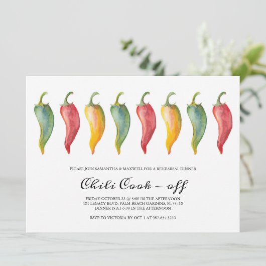 Invitation Chili Pepper Mariage Dîner de répétition Invitatio (Debout devant)