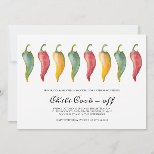 Invitation Chili Pepper Mariage Dîner de répétition Invitatio (Devant)