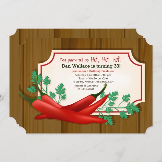 Invitation Chili Peppers (Devant / Derrière)