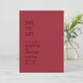 Invitation Chili Red Simple Modern Wedding Enregistrer La Dat (Debout devant)