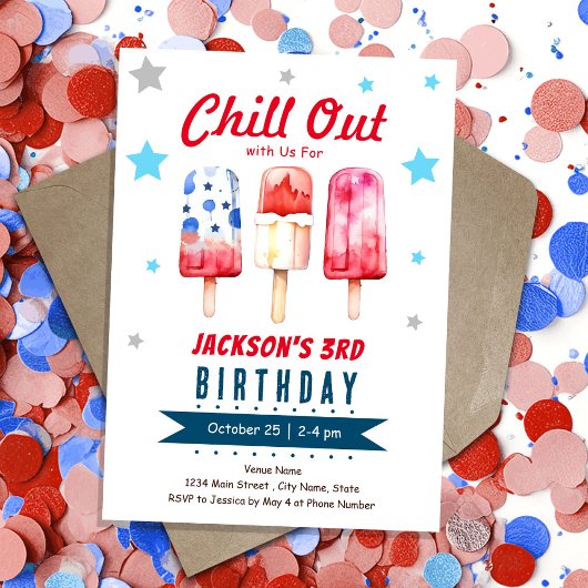 Invitation Chill Out Kids Summer Ice Pop 3e anniversaire