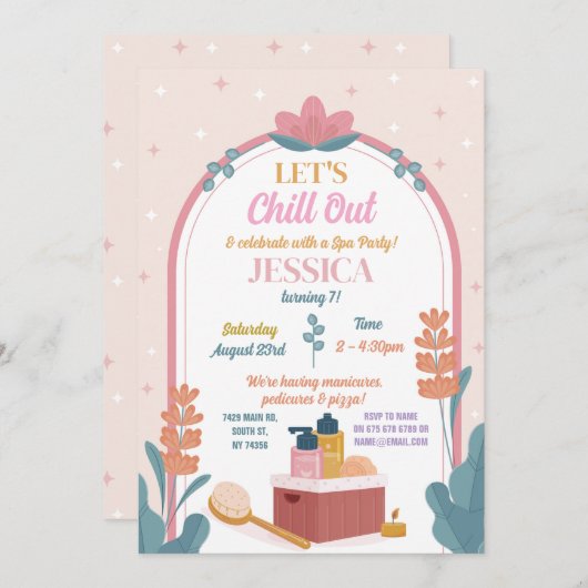 Invitation Chill Out Spa Anniversaire Manucure (Devant / Derrière)