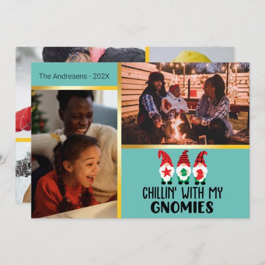 Invitation Chillin avec Gnomes Noël Valeur Modèle photo (Devant / Derrière)