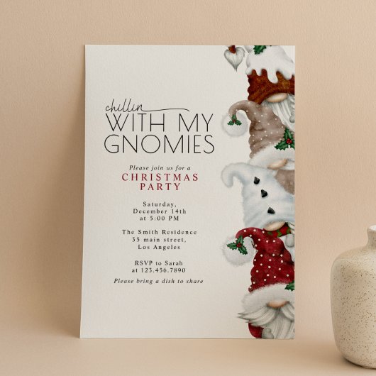 Invitation Chillin Avec Mes Gnomes Fête de Noël