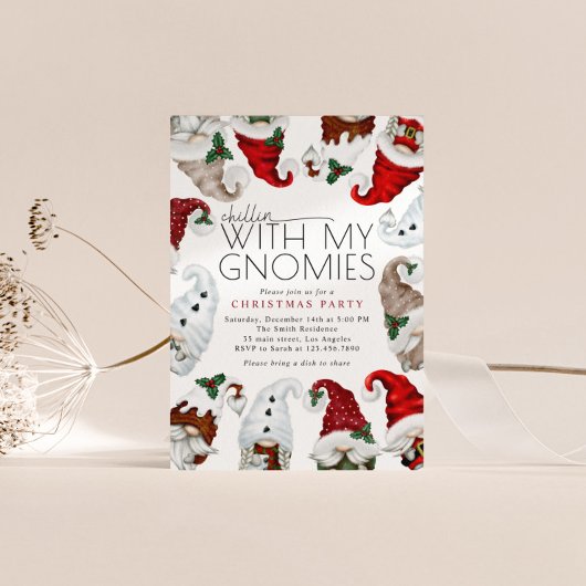 Invitation Chillin Avec Mes Gnomes Fête de Noël