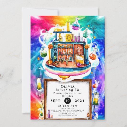 Invitation Chimie de Whimsical Fun Scientifique de Chimie Ann (Devant)