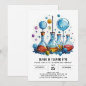 Invitation Chimie pour enfants Whimsy Scientifique Anniversai (Devant / Derrière)