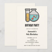Invitation Chimie Tube d'essai et bécher Anniversaire (Devant / Derrière)