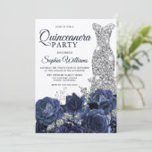 Invitation Chimmer de la Quinceanera de la marine de robe d'a (Debout devant)