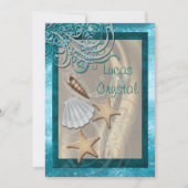 Invitation Chimmering Seashell Plage Turquoise Mariage Invita (Devant)