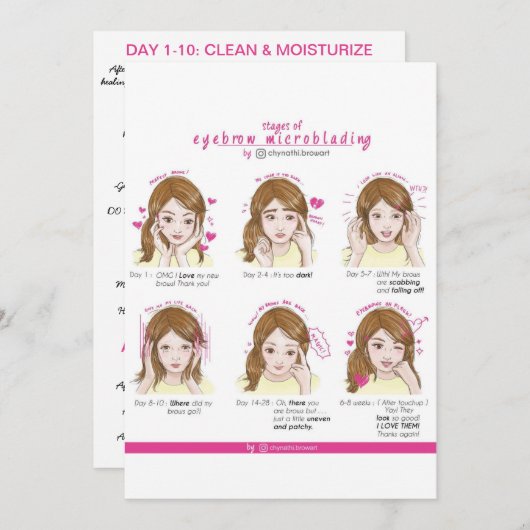 Invitation ChinatiEyebrow Microblading Instructions pour les (Devant / Derrière)