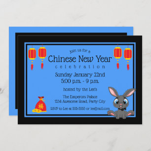 Invitation Chine 2023 Cartoon Rabbit de Nouvel An