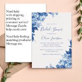 Invitation Chine Fête des mariées florale bleu