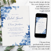 Invitation Chine Fête des mariées florale bleu