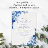 Invitation Chine Fête des mariées florale bleu