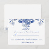 Invitation Chine florale bleue et blanche Motif avec oiseaux (Devant / Derrière)