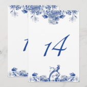Invitation Chine Florale Bleue et Blanche Numéro du Motif (Devant / Derrière)