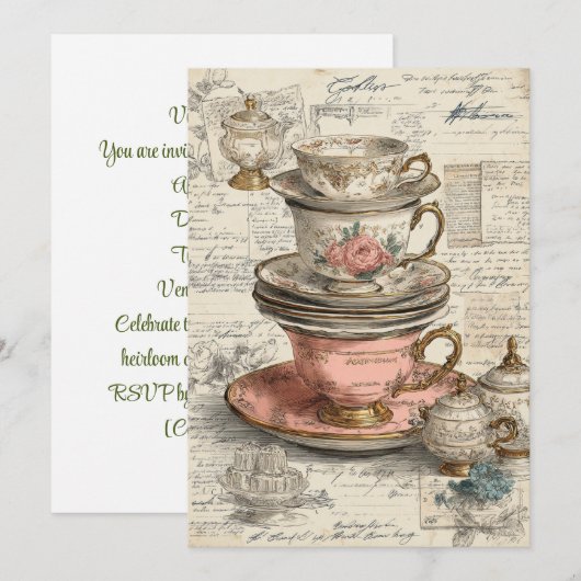 Invitation Chine vintage | Charme antique (Devant / Derrière)